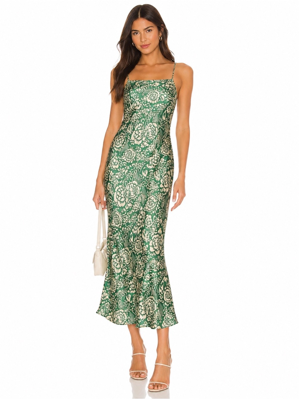 Zara Floral Printed Satin Effect Midi Dress – Size Small